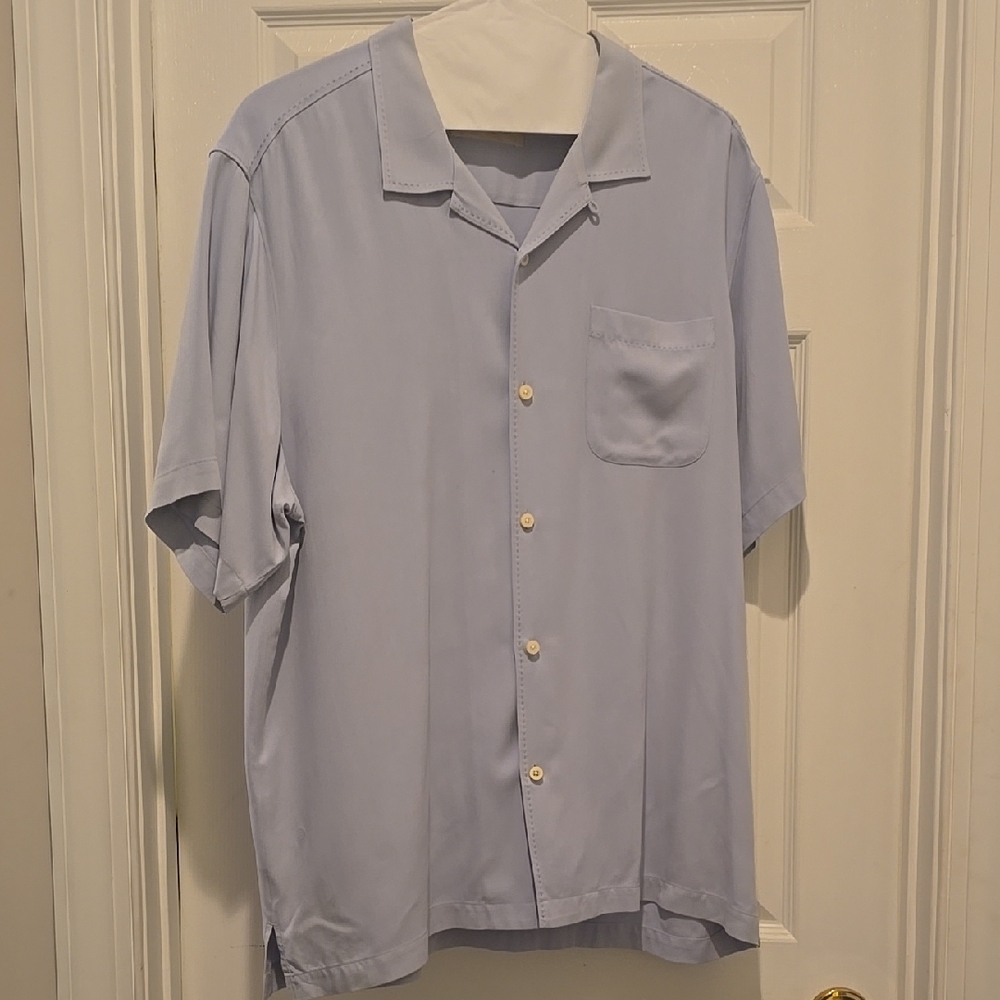 Tommy Bahama Blue Casual Button Down Shirt with Camp Collar
